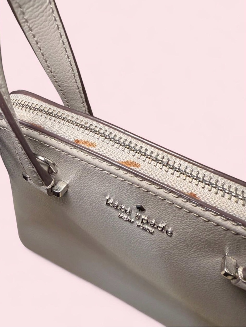 Kate Spade Patterson Drive Small Dome Satchel Taupe Gray Leather Crossbody - Picture 6 of 11